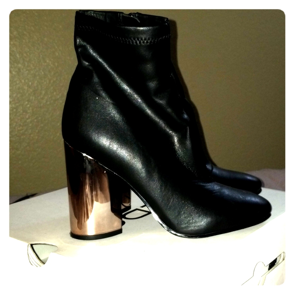 Black with gold heel boots
